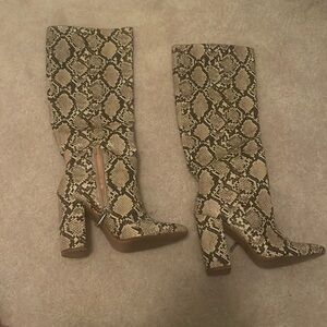 Zara Snake Print Knee High Boots